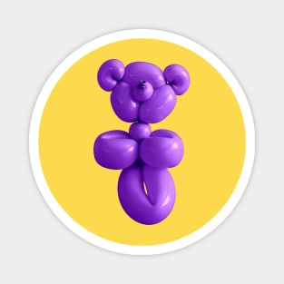 Purple teddy bear balloon on yellow Magnet